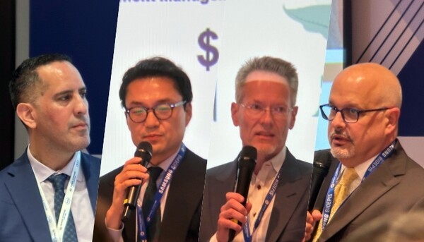 (왼쪽부터) Marc Estigarribia MSQ Ventures 매니징 디렉터, Ted Kim RM Global Partners 디렉터, Alex Hoos Argonaut Bio CEO, Joshua Hofheimer Sidley Austin LLP. 파트너. 사진=최인환 기자