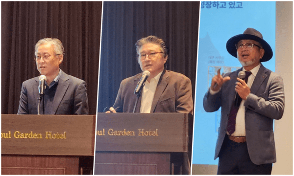 (왼쪽부터) 큐렉소 이상훈 소장, LN로보틱스 최재순 대표, 로엔서지컬 권동수 대표. 사진=최성훈 기자