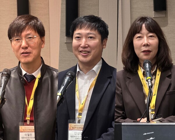 (왼쪽부터) 대한비만연구의사회 이철진 회장, 안상준 정책이사, 김민정 이사장. 사진=박으뜸 기자