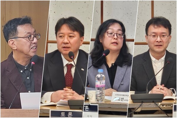 (왼쪽부터) 이동한 건강소비자연대 부총재, 김태규 대한약사회 약국이사, 김희선 식품의약품안전처 의약품정책과 사무관, 장재원 유유제약 개발영업본부장. 사진=김원정 기자