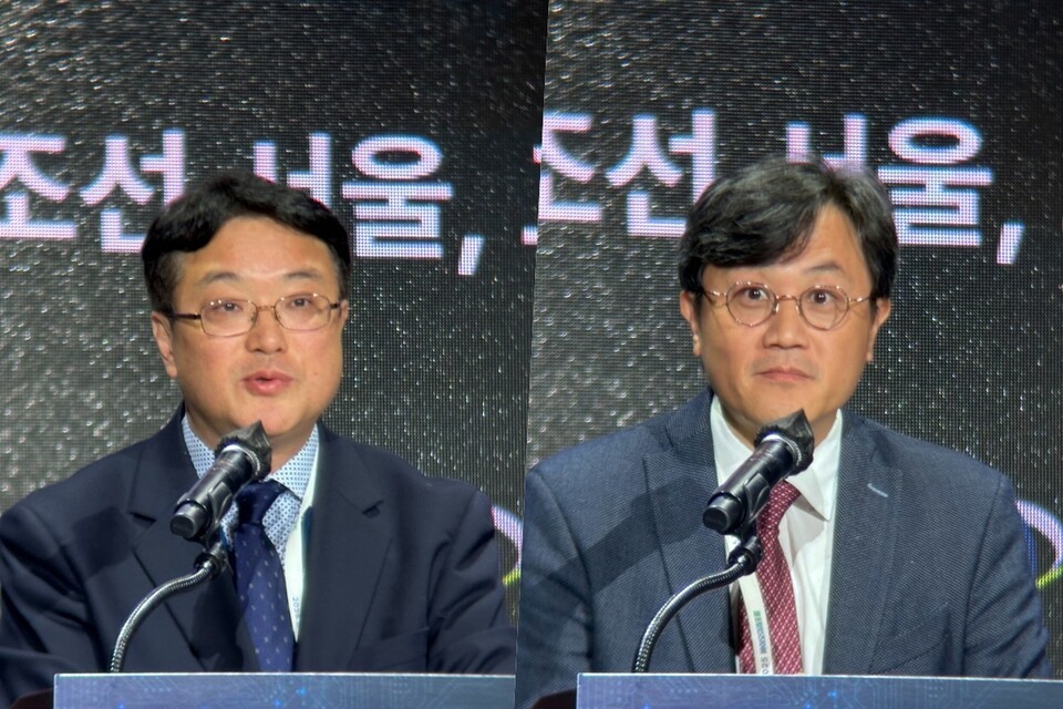 (왼쪽부터) 김성수 과학기술정보통신부 연구개발정책실장, 선웅 고려대학교 교수. 사진=최인환 기자