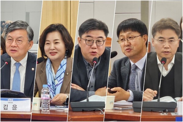 (왼쪽부터) 더불어민주당 김윤ㆍ이수진 의원, 더불어민주당 조원준 보건의료수석전문위원, 안기종 한국환자단체연합회 대표, 보건복지부 신현두 과장. 사진=김원정 기자