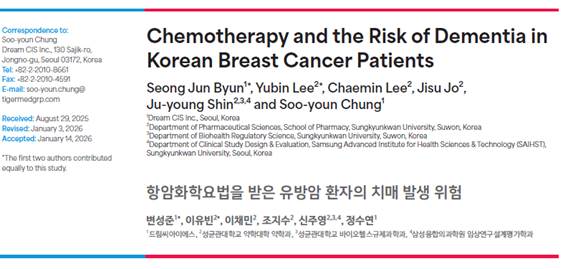 드림씨아이에스 , 성균관대-삼성융합의과학원과 RWD 연구 수행·발표 - 뉴스 썸네일 이미지