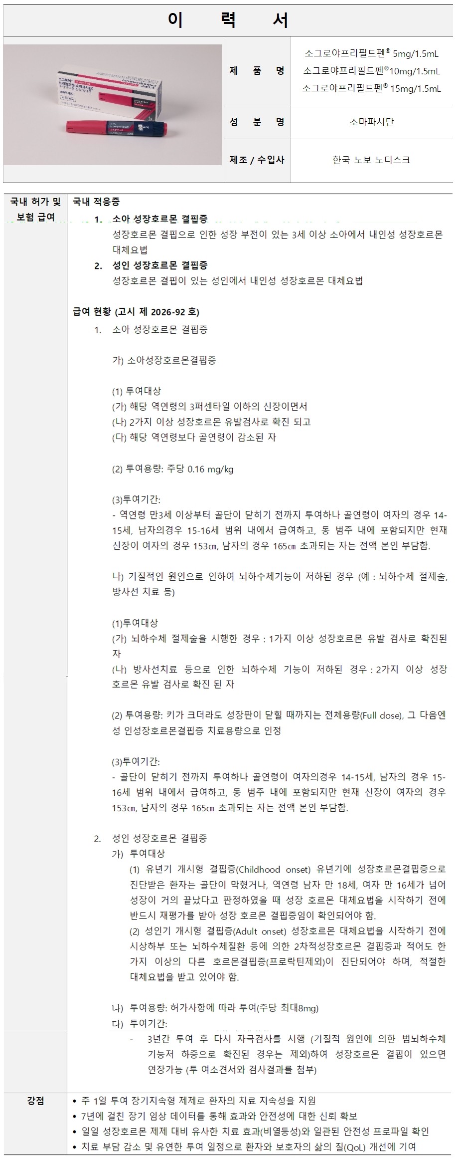 성장호르몬 치료의 패러다임 전환, 주 1회 투여 '소그로야'